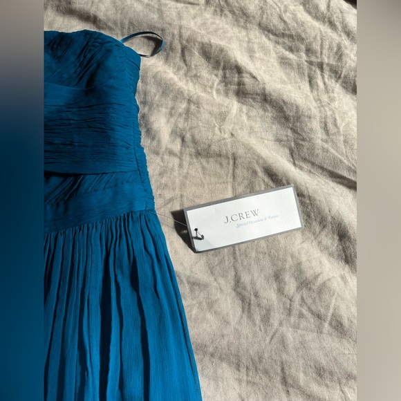 STUNNING NWT J Crew Matisse Blue silk chiffon strapless gown size 0 - Picture 12 of 15